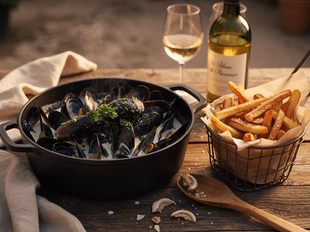 recette moule frite creme