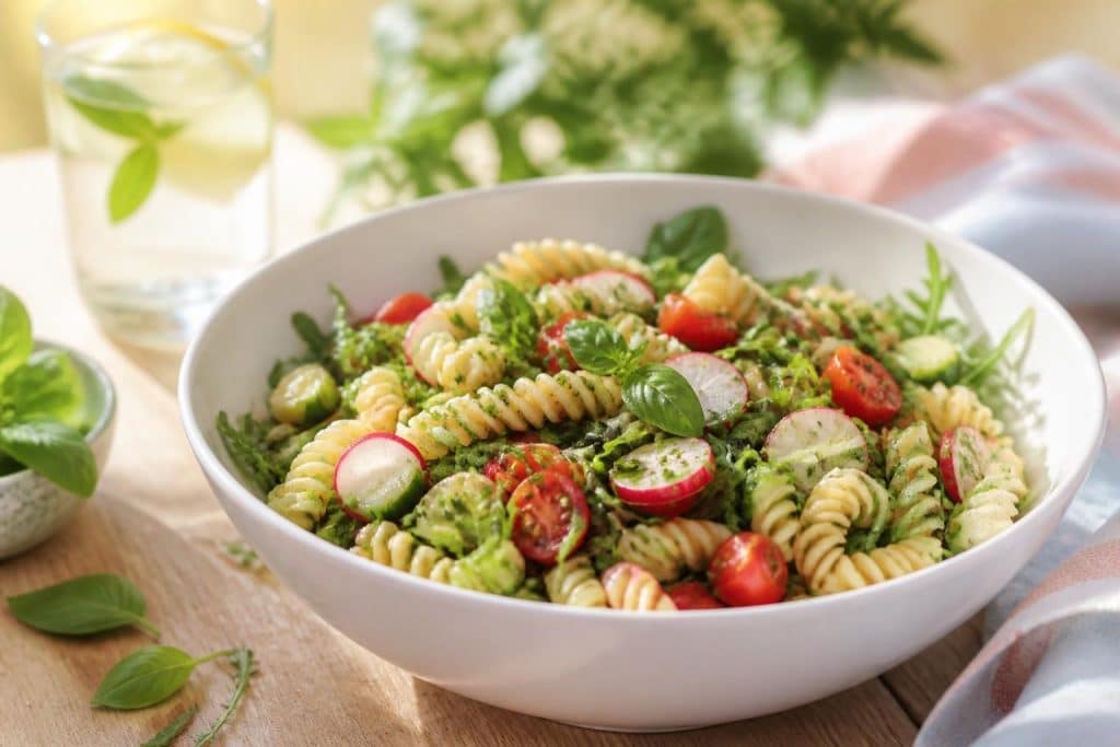 découvrez une recette facile et légère de salade de pâtes healthy, parfaite pour un repas frais et nutritif cet été.